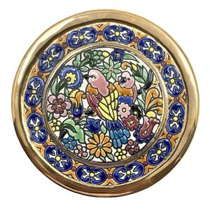 Vintage Cearco Signed 24k Gold Decorative Wall Plate Enameled Spain 6"